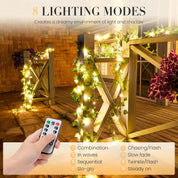 Artificial Ivy Vine Fairy Lights with Remote, 100 LED Warm White Battery and USB Powered Garland for Indoor and Outdoor Wall Décor