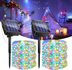 2 Pack Solar String Lights Outdoor – 12M/40Ft 120LED Waterproof Fairy Lights, 8 Modes Copper Wire, Multicolor for Garden, Pathway, Patio, Gate, Christmas Tree