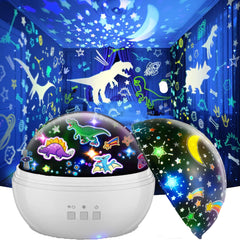 Dinosaur night light projector for boys, ages 2-12. Ideal sensory light toy and gift for ages 1-7.