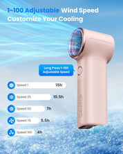 gaiatop Mini Portable Handheld Fan, 4000mAh [15h Max Cooling] Personal Turbo Fans Pocket Size, 1-100 Adjustable Small Hand Fan Desk fan, Outdoor Holiday Travel Essentials for Women, Summer Gifts, Pink