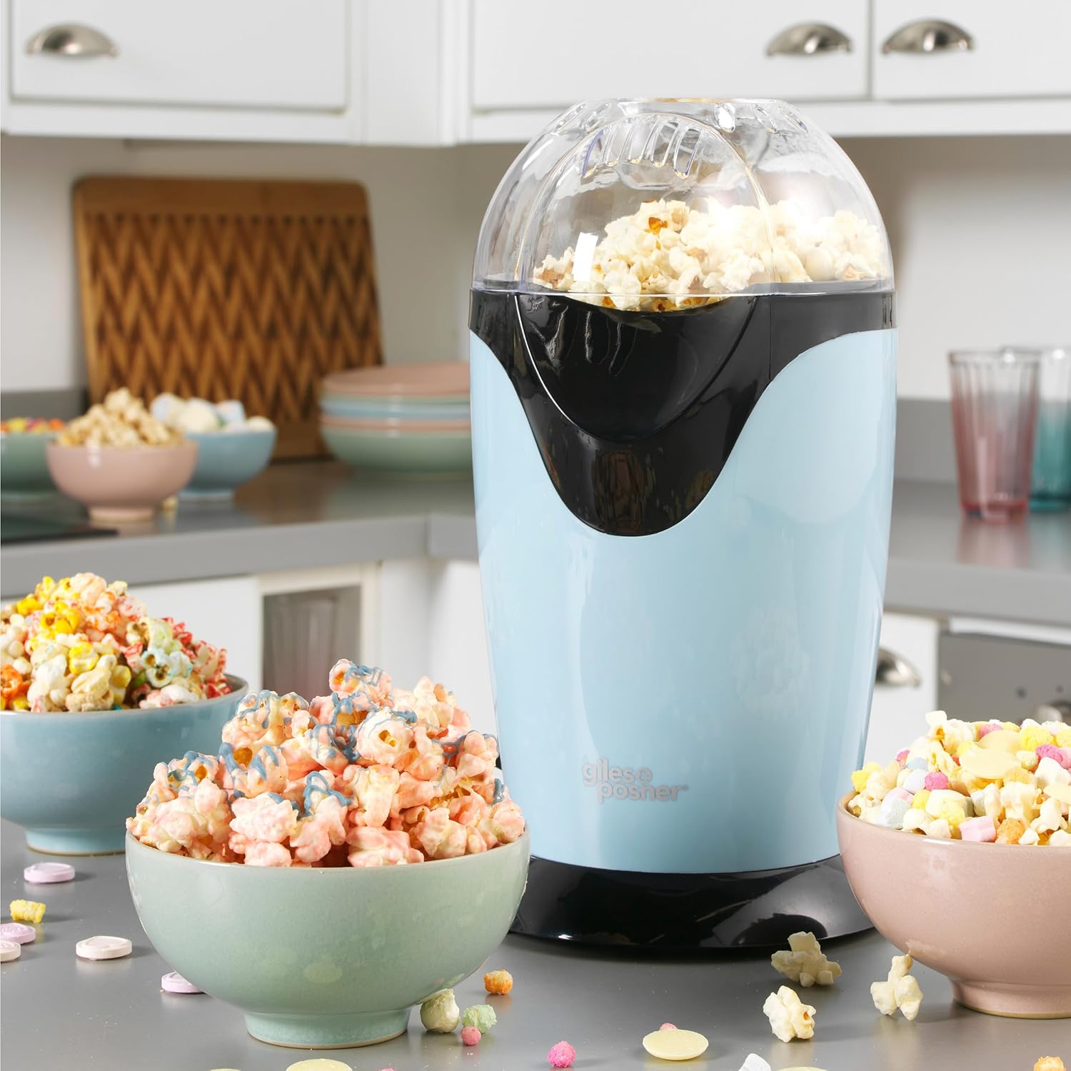 Giles & Posner EK0493GSBL Blue Electric Popcorn Maker – 1200W Hot Air Popper