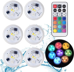 6-Piece Mini RGB LED Diving Lights with Remote – Waterproof Underwater Lights for Pools, Aquariums, and Decorations