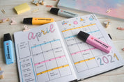ORIGINAL Pastel Highlighters, Pack of 4 – Coral Red, Cherry Pink, Blue & Lime
