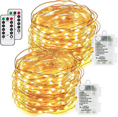 Makion LED String Lights – 100 LEDs, Battery-Powered Copper Wire Fairy Lights for Bedroom and Wedding, 33ft/10m in Warm White