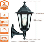 Traditional Black Outdoor Wall Lantern