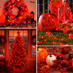 2 Pack Red Fairy Lights Battery Operated with Timer, 2M 20 LED Waterproof Silver Wire String Lights for Indoor Party, Wedding & Valentine’s Day Decor