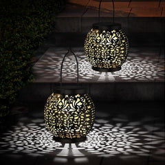 Solar Lantern, Metal Hanging Solar Garden Lights, Solar Laterns with IP65 Waterproof, Solar Garden Laterns for Decoration Pathway Patio, 2 Pack