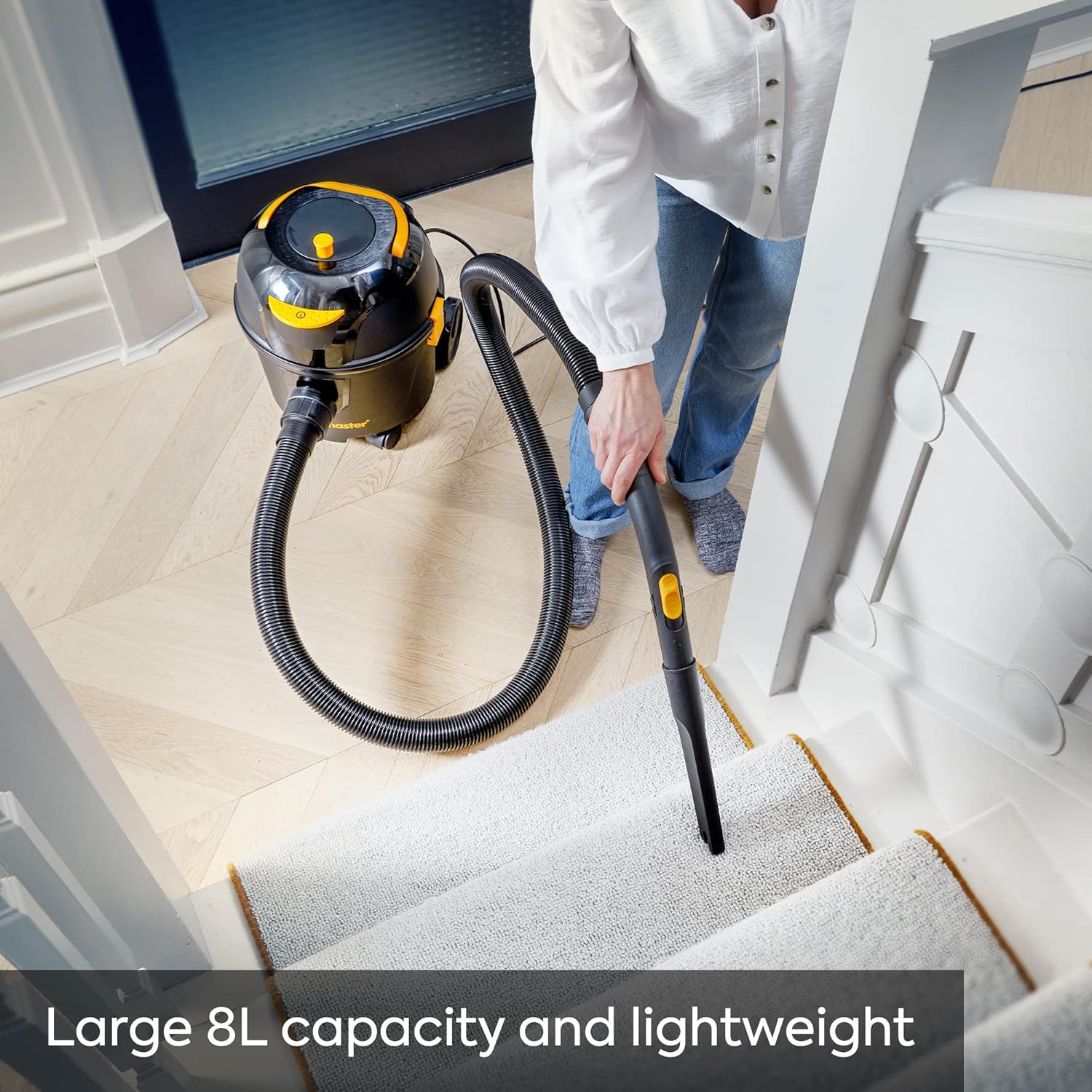 Vacmaster D8 8L Cylinder Vacuum Cleaner – Powerful Quiet Bagged Cleaning with HEPA 13 Filtration, 5 Dust Bags, 26m Reach
