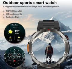 Military Smart Watch for Men – 100-Day Battery, Compass, 120+ Sports, Bluetooth Calls