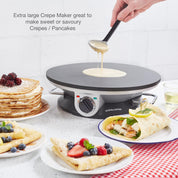 13 Inch Black Electric Crepe & Pancake Maker 1200W – Adjustable Temperature Hotplate