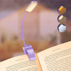 9 LED Clip-On Book Light, 3 Modes, Stepless Dimming, Rechargeable, Long Battery Life