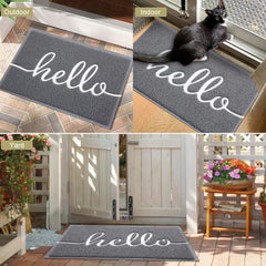 Homaxy Hello Door Mat 40x60cm – Non-Slip Low Profile Durable Mat for Indoor/Outdoor