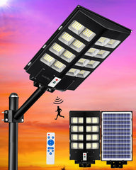 5000W Solar Street Lights: 480,000LM Commercial Parking Lot Light, Dusk to Dawn, IP67 Waterproof, 6500K Solar Security Flood Lights for Yard, Road, Basketball Courts