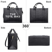 Large PU Leather Tote Bag for Women – 13" Handbag with Zip, Shoulder & Crossbody