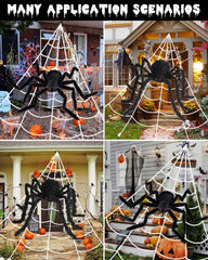 Spider Web Lights Halloween Outdoor 250 LED with Giant 48