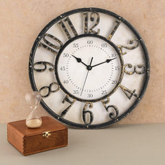 “12'' Retro Wall Clock – Silent Non-Ticking 3D Numerals, Battery Operated Quartz