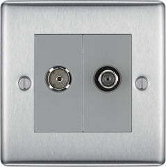 BG Electrical Double Co-Axial and TV/FM Socket