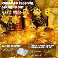 Ramadan Eid String Lights 4.92ft/1.5M 10 LED Battery Operated Fairy Lights for Home, Garden, Patio, Indoor/Outdoor