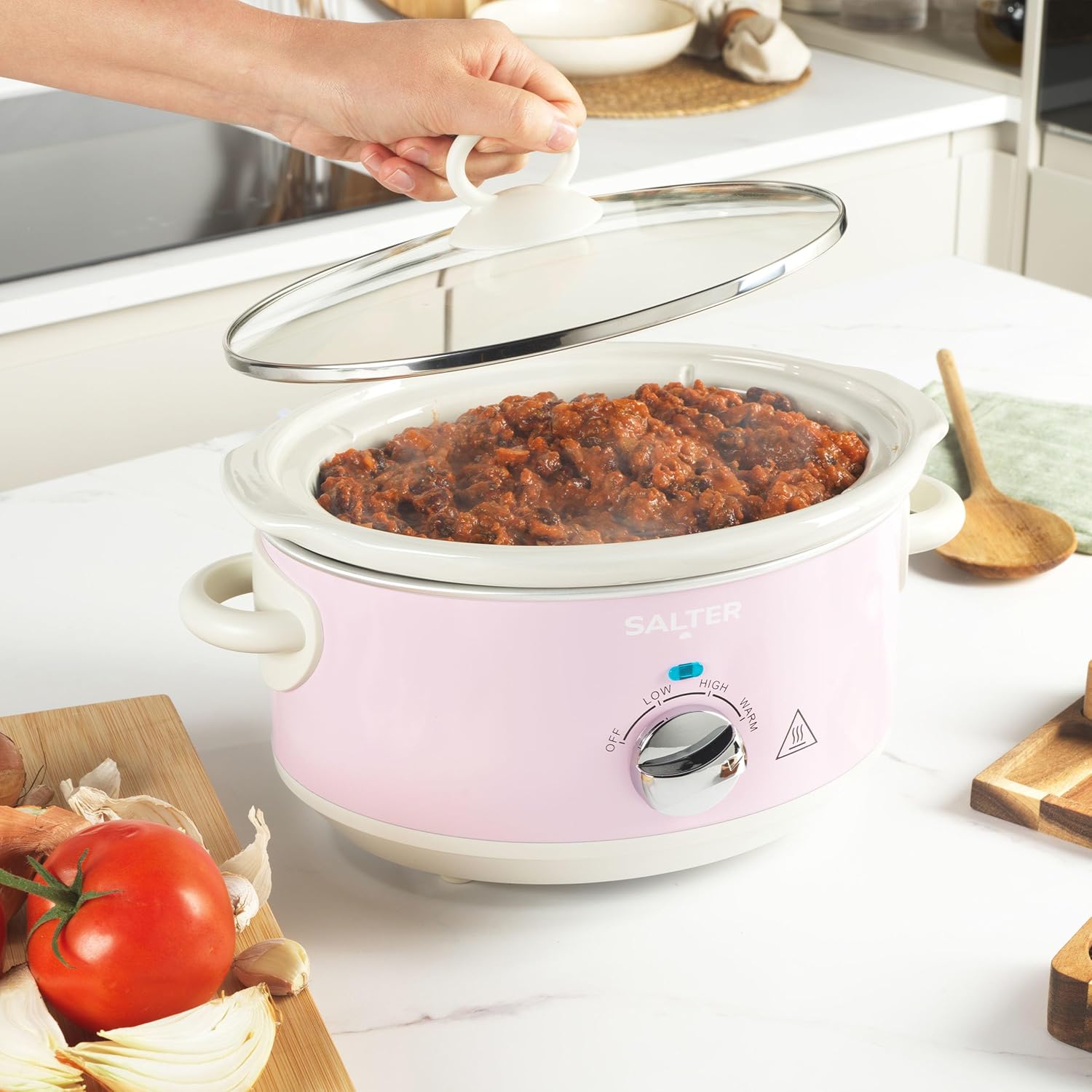 Salter Retro Pink 3.5L Slow Cooker – Electric Ceramic Pot 200W