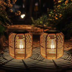 2 Pack Solar Lanterns for Garden, Outdoor Hanging Lights, Waterproof, Warm White, for Yard, Lawn, and Garden Decoration