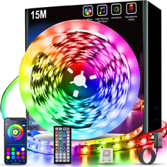 30M LED Strip Lights (2x15M), Bluetooth App Control, Music Sync, RGB, with Remote