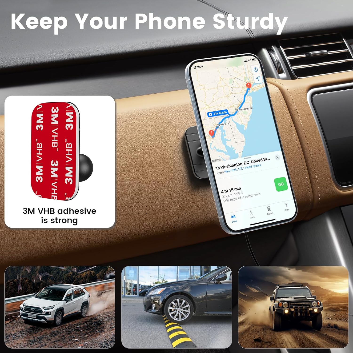 iPhone 16 MagSafe Car Mount Charger with Extended Arm – Grey