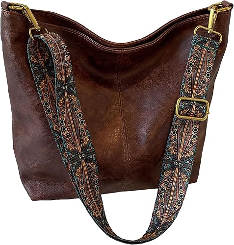 Women’s Fashion Hobo Bag – Vegan Leather Crossbody Purse with Adjustable Guitar Strap