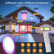 Modern Ultra-Thin 13" LED Ceiling Light, Dimmable RGB with Remote, 30W Flush Mount, 3000-6500K Sidelight Glow