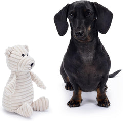 Plush Squeaky Dog Toy – Soft, Durable & Ribbed for Small and Medium Dogs