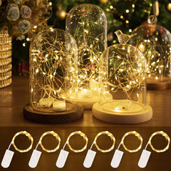 6 Pack Battery Operated Fairy Lights, 7ft 20LED Warm White String Lights, Waterproof Silver Wire for Bedroom and Outdoor