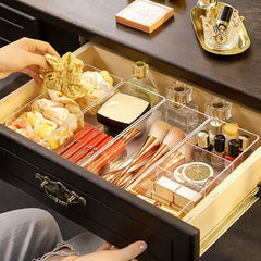 2PK Acrylic Cube Makeup Organizer with 1 & 3 Compartments for Vanity & Drawer