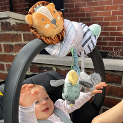 Nuby Animal Adventures Activity Spiral – Sensory Pram Toy with Interactive Hanging Toys