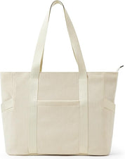 Large Tote Bag with Zipper & 6 Pockets – Fits 16-Inch Laptop, Perfect for Work, School & Travel