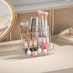 Makeup Organizer Tray – 6-Compartment Clear Acrylic Vanity & Cosmetic Storage