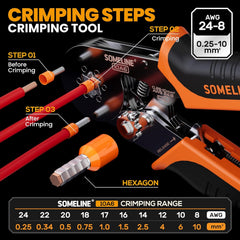 Hexagonal Crimping Pliers Set 0.25-10mm² with Stripper