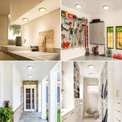 15W 1800LM LED Ceiling Light, Ultra Thin 18cm Round Black Flush Mount Lamp IP44 Waterproof, 3000K/4000K/6500K for Bathroom, Bedroom, Kitchen, Living Room, Toilet, Utility Room