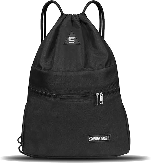 Drawstring Gym Sport Bag – Waterproof Zipper Backpack for Travel, School & Hiking