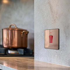 BG Electrical Cooker Control Switch Unit with LED Power Indicator, Single Plate, Double Pole, Screwless, Evolve, Polished Copper, 45A, PCDCP74B