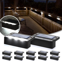 Solar Fence Lights, 8 Pack LED Solar Stair Lights, Waterproof, Cold White, Black, for Garden, Yard, Patio, Gutter, Pathway