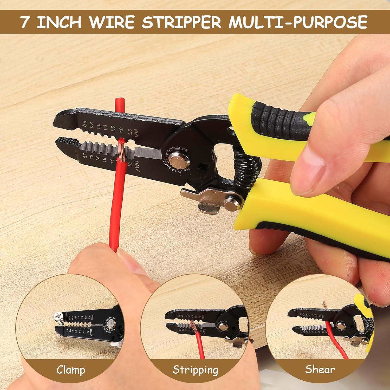10–22 AWG Wire Stripping Pliers 7 Inch Cable Cutter