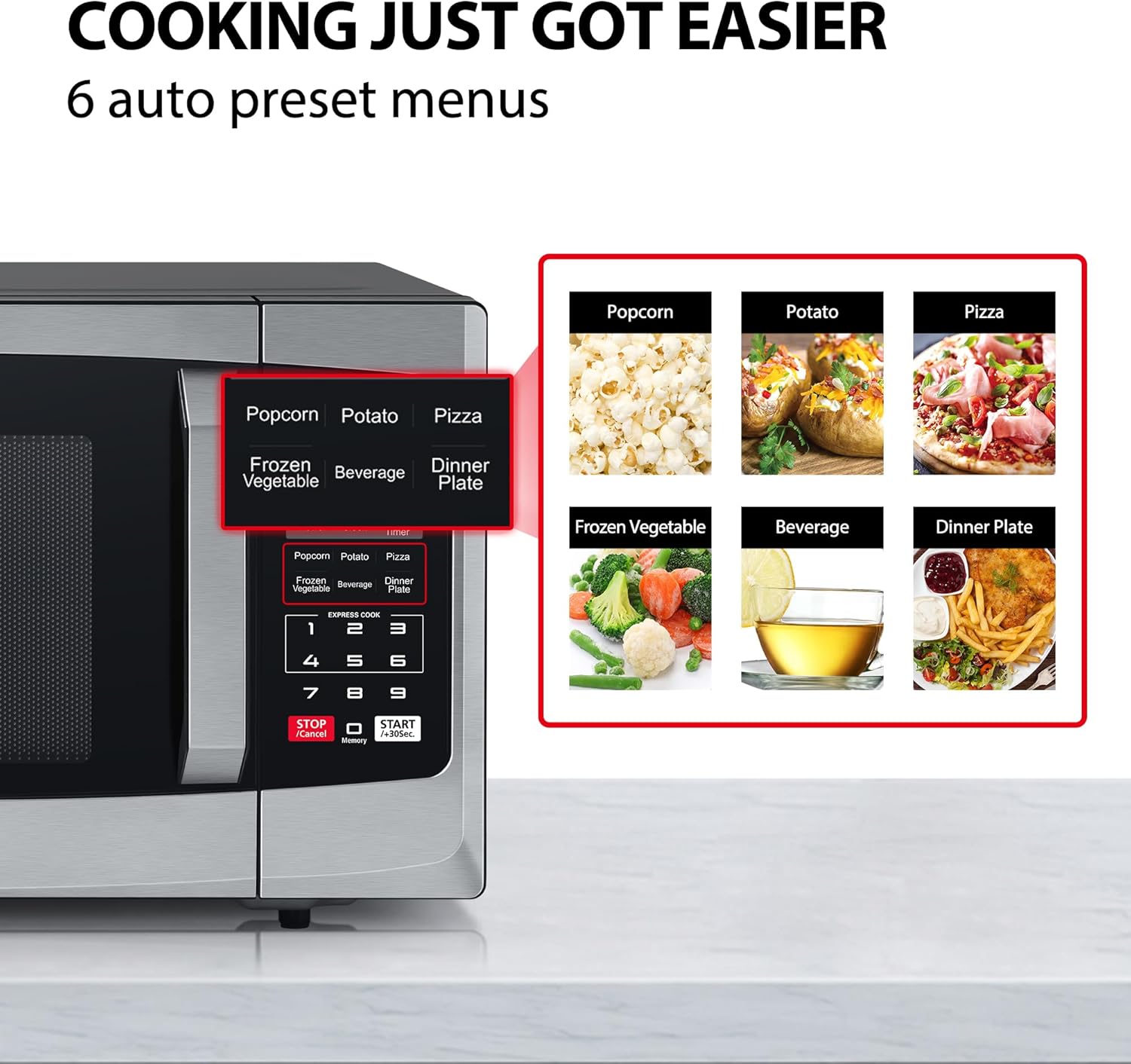 800W 23L Digital Microwave Oven with Auto Defrost & Express Cook