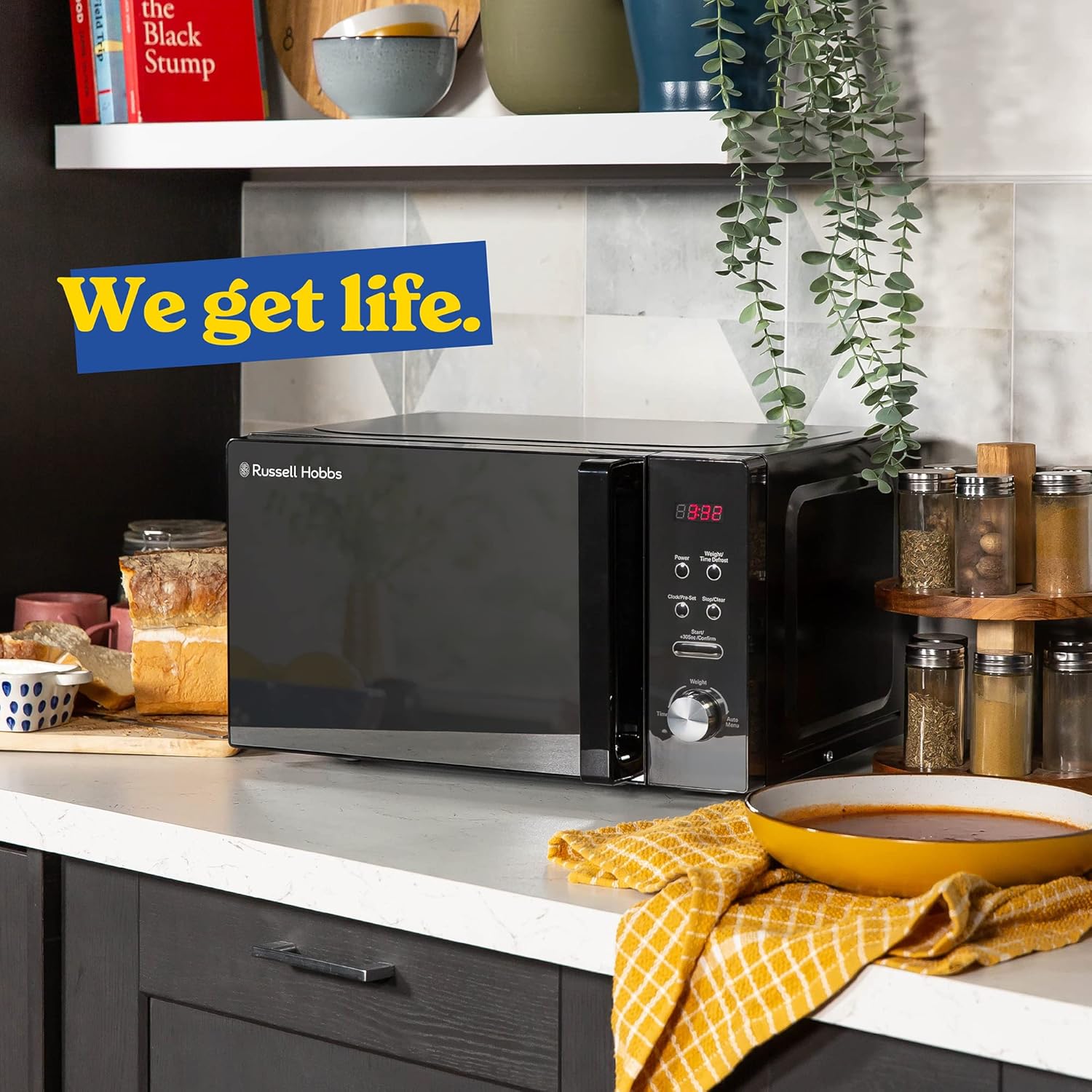 20L Black Digital Solo Microwave 800W with Auto Cook & Defrost