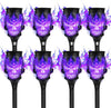 Spooky Skulls Solar Torch Lights - 8-Pack Flickering Flame Torches for Enchanting, Waterproof Outdoor Solar Powered Lighting, for Pathways, Garden, Yard, Halloween Decor, Black Purple-Lights