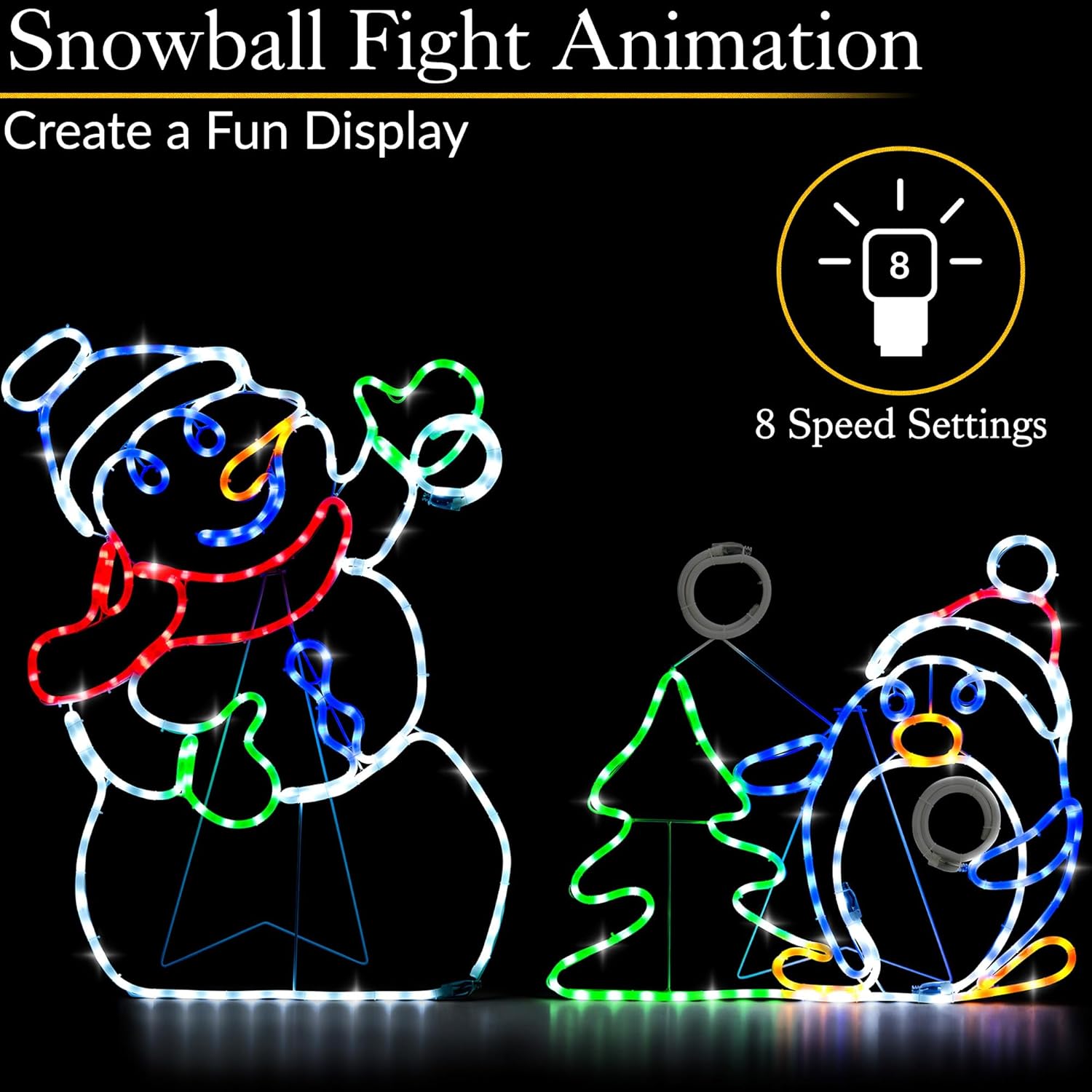 Freestanding snowman & penguin Christmas lights