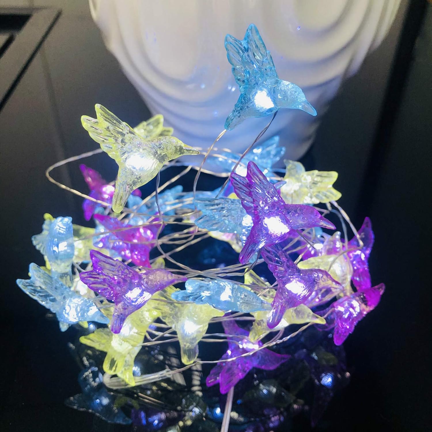 Hummingbird String Lights: 4m, 40 LEDs, crystal hummingbird design. Twinkle effect, USB-powered, perfect for weddings, garden parties, and DIY wreath decorations.