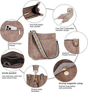 2PCAS Women’s Crossbody Bag Set – Leather Hobo Handbag & Wallet with Adjustable Guitar Strap