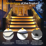 Solar Fence Lights – Outdoor Waterproof LED Wall & Step Lights for Garden, Patio, Yard, or Stairs (Warm White & Cool White Options) 10 packs