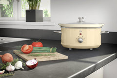 Swan Retro Cream 3.5L Slow Cooker with Keep Warm Function – 200W