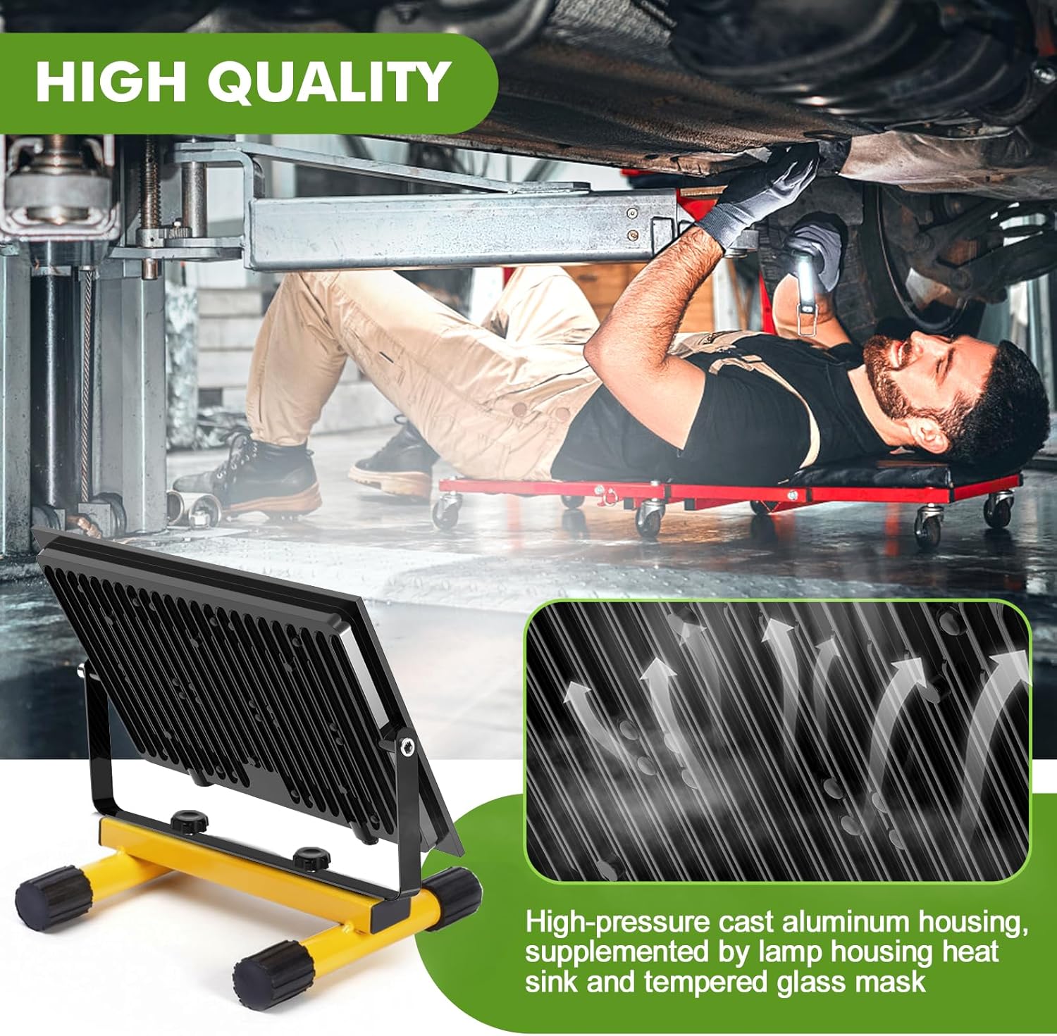 100W LED Floodlight Outdoor 2 Pack 10000LM Security Lights IP65 Waterproof