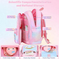 Girls’ School Backpack with Stationery Set – Lightweight Pink Bag for Ages 8–10